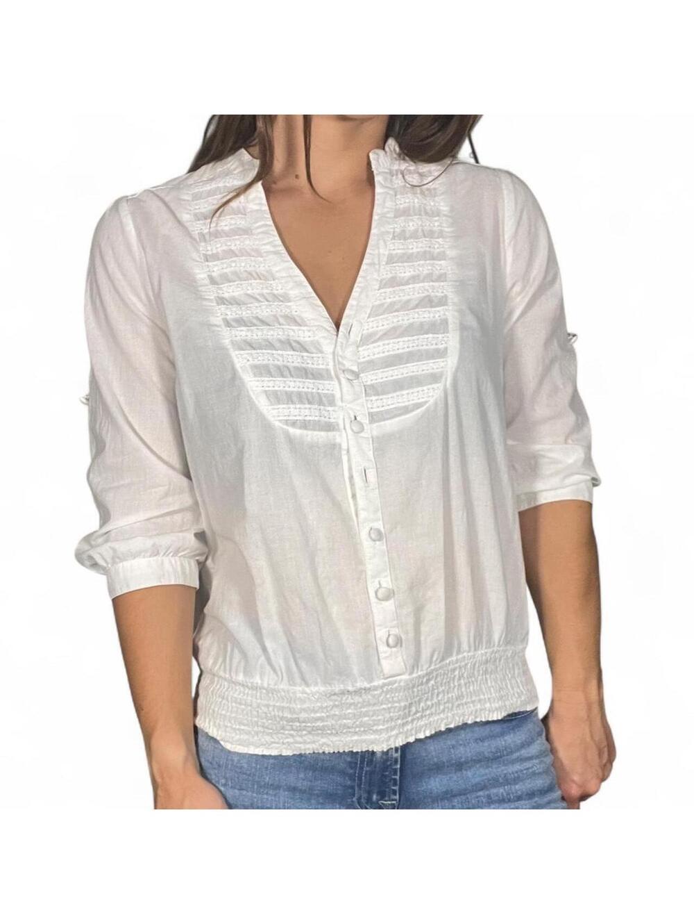 Antilla Femme White Cotton Blouse Size Small